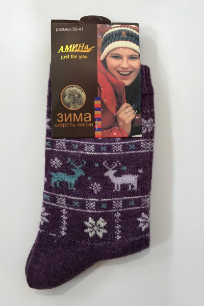 Купить Носки женские Амина Шерсть (фиолетовый) на Неженке