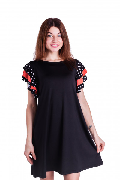 Купить Платье П 561 (черный+лососевый) на Неженке